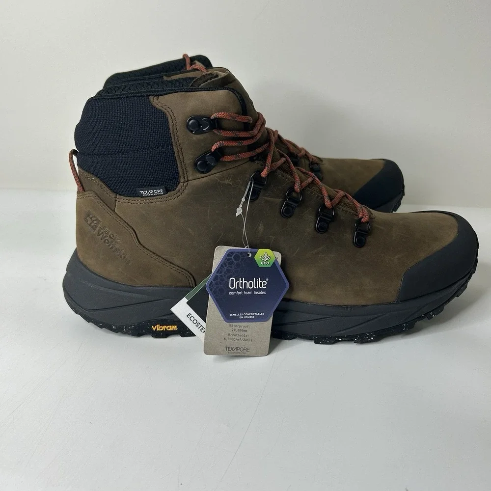Jack Wolfskin Terraventure Waterproof Mid Mens 14 Hiking Boots Brown Work Boot